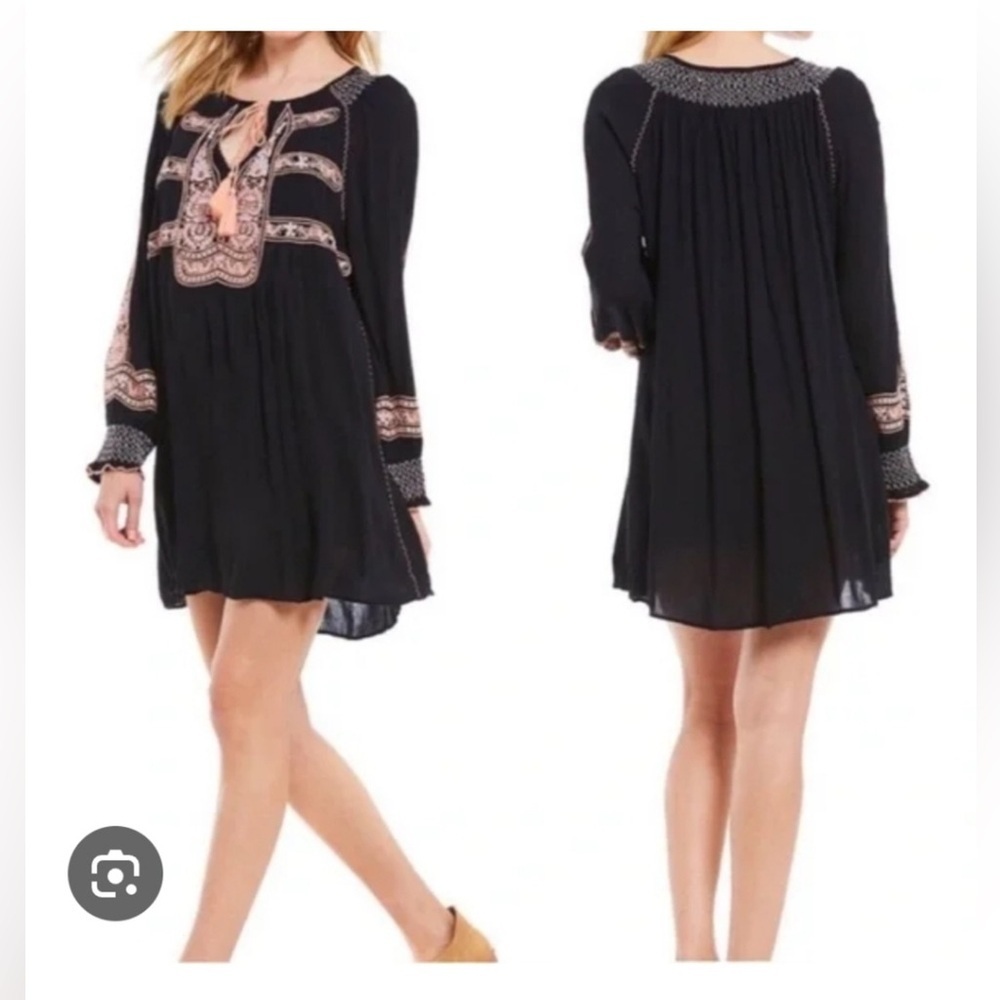 NWOT Free People ๐ค Small Wind Willow Embroidered Tunic Dress Black New $128 Ret - Picture 9 of 15